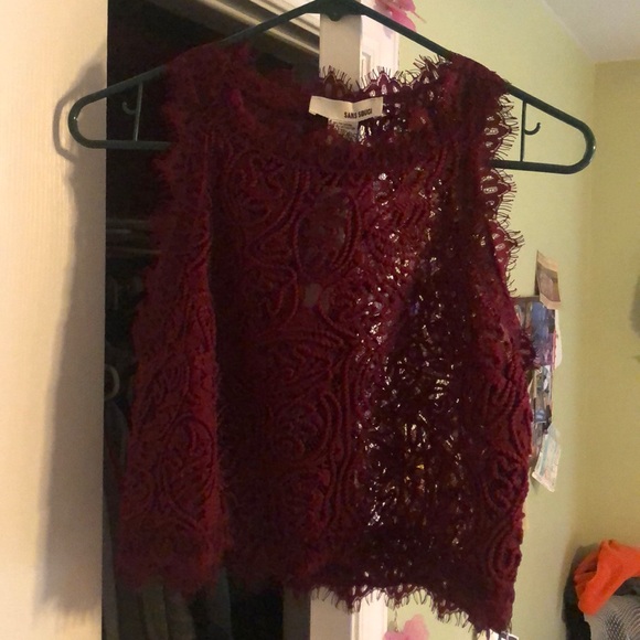 Burgundy Lace Crop Top NWT - Picture 2 of 4